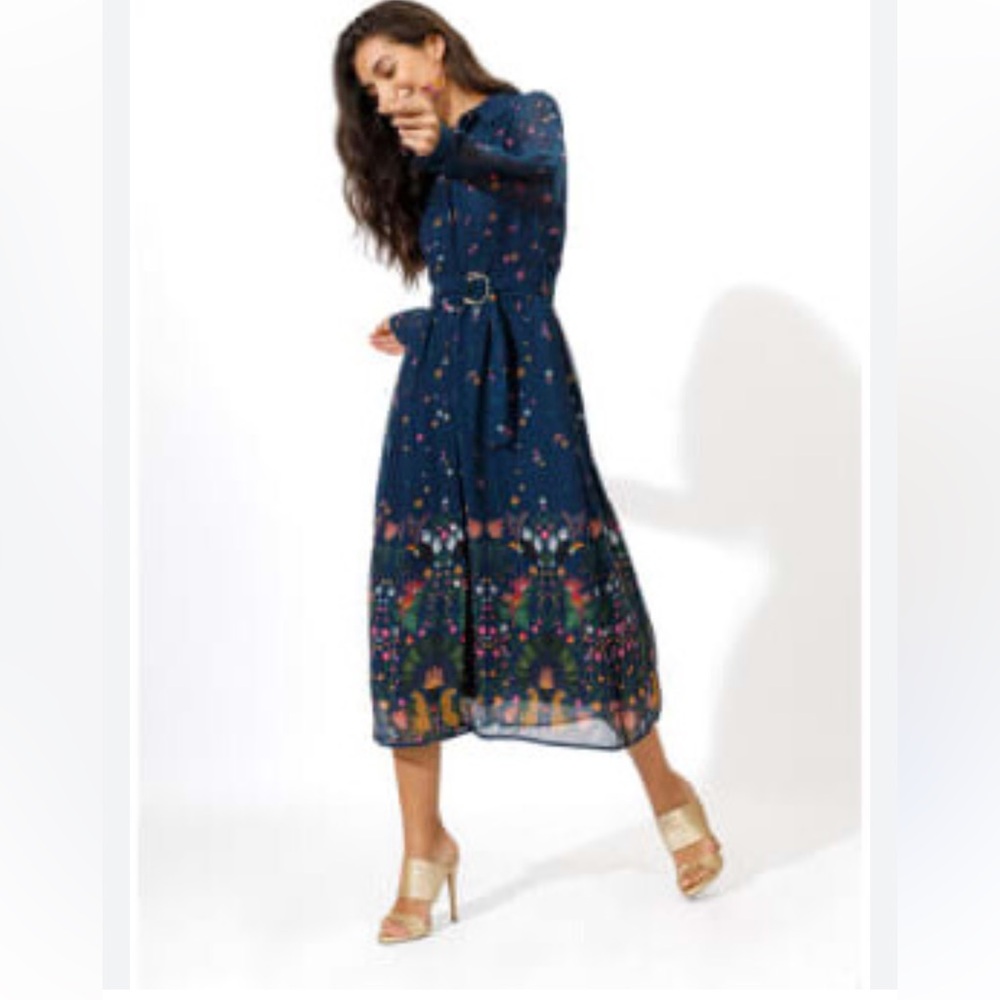 Anthropologie Emily Lovelock | Exotic Floral Dress Lux size XL